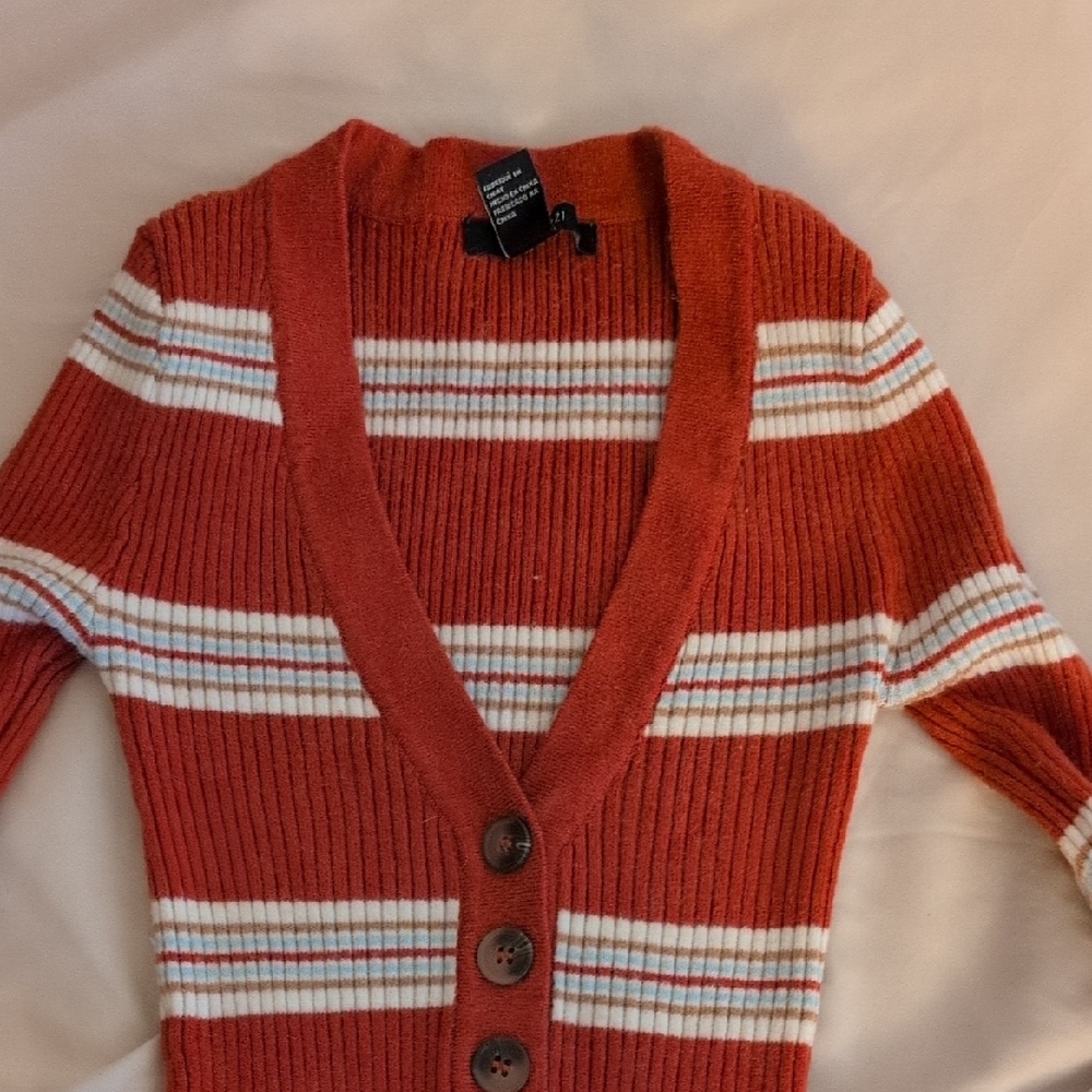 Women's Red Striped Sweater